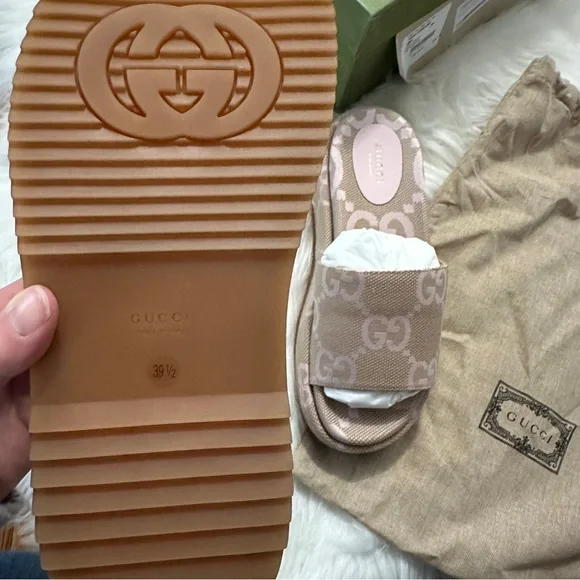 Gucci Pastel GG Logo Platform Sandals - Picture 2 of 5